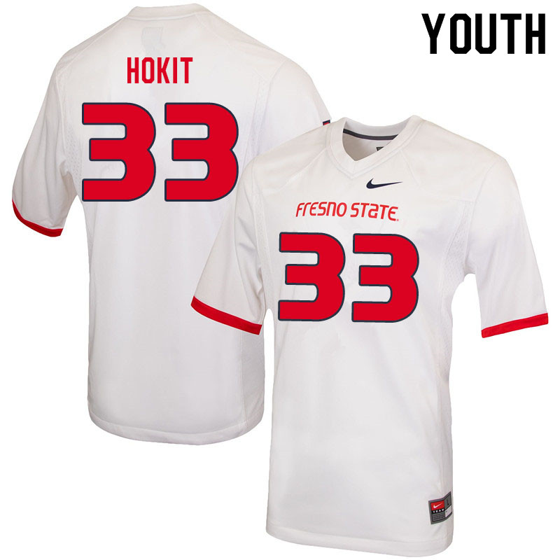 Youth #33 Josh Hokit Fresno State Bulldogs College Football Jerseys Sale-White